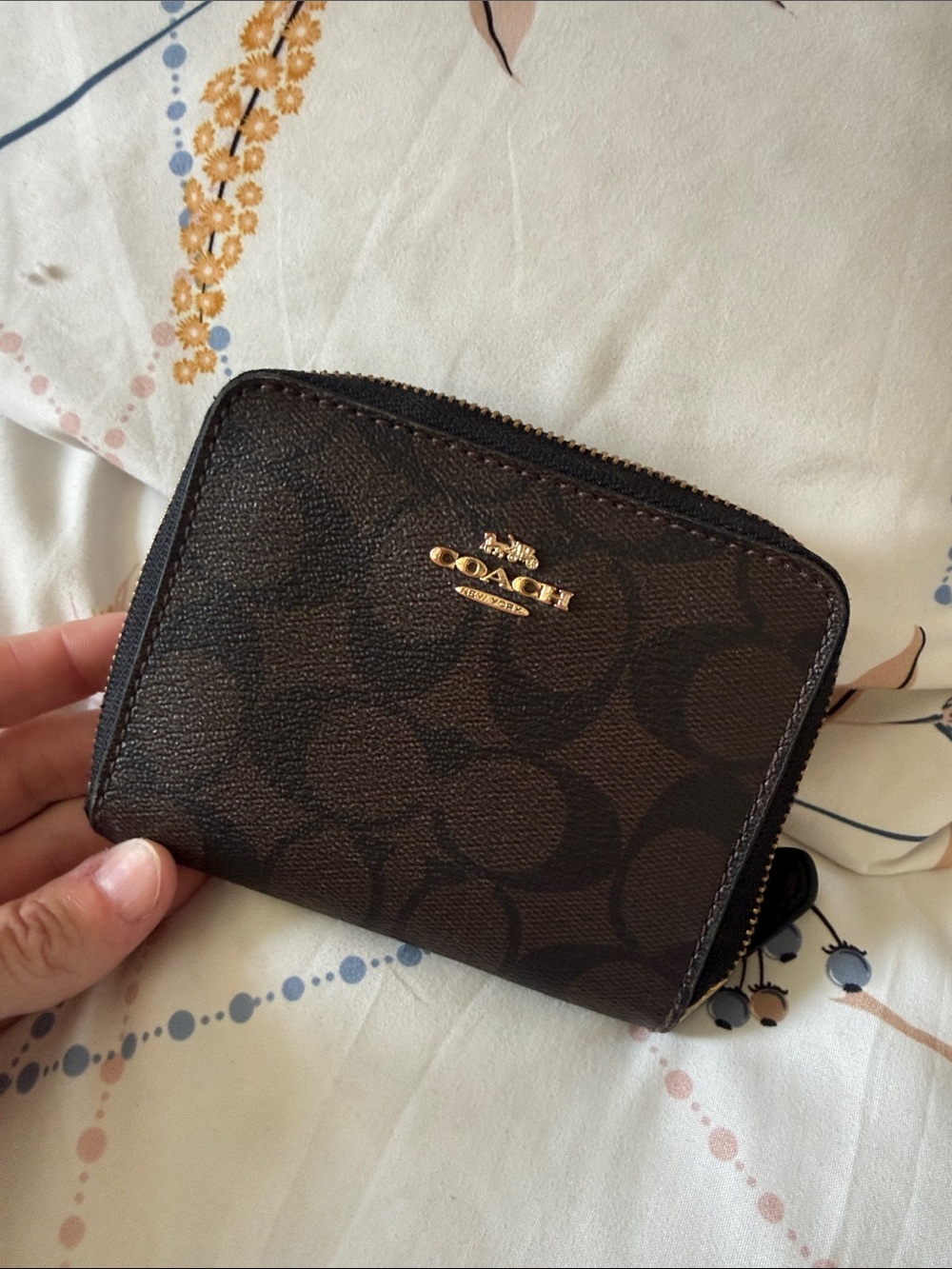 COACH Brown Signature Zip Wallet